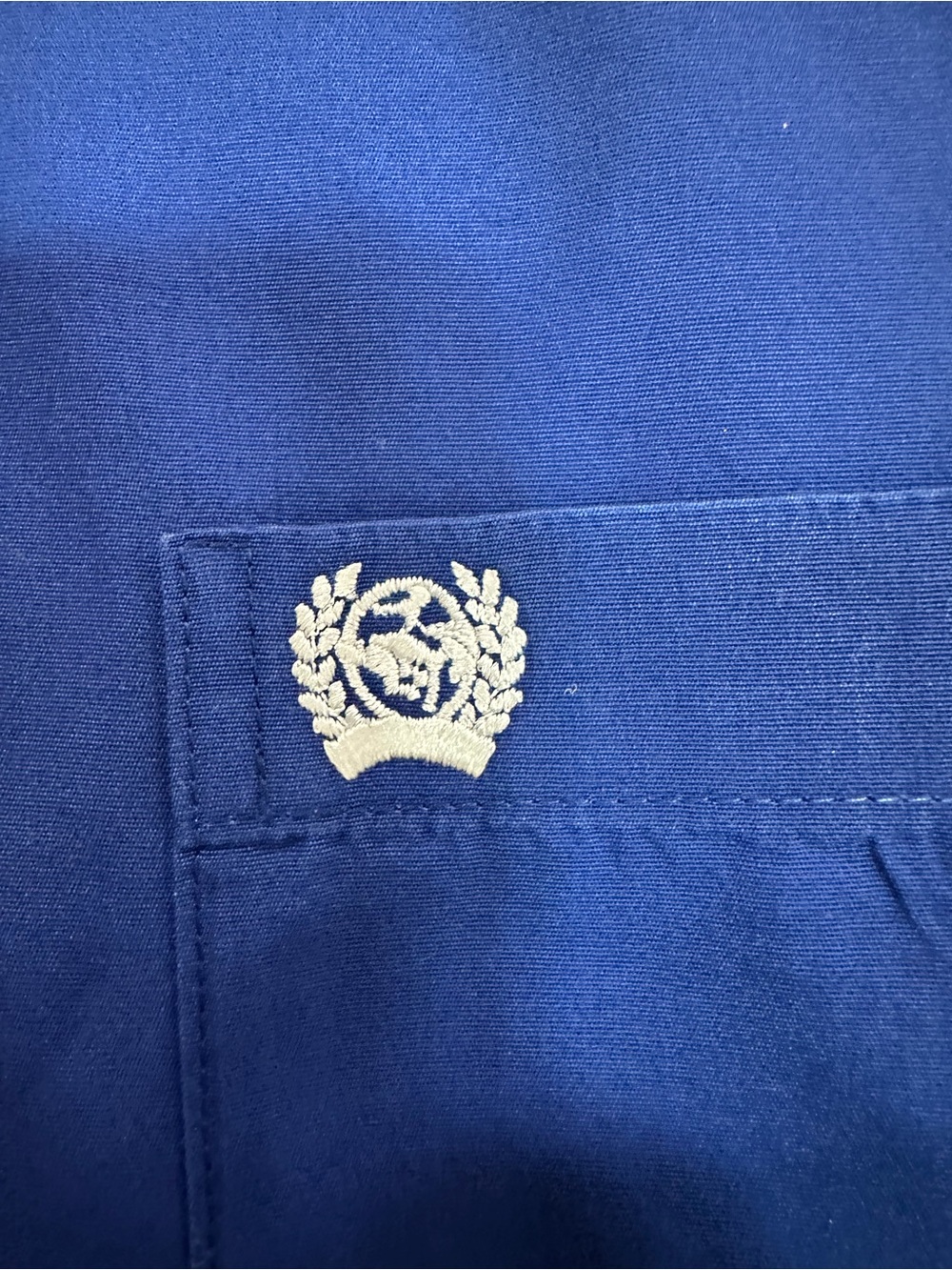 Cinch Royal Blue Shirt with White and Gold Embroidered Crest
